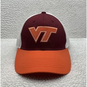 Virginia Tech Hokies Trucker Hat Mens Snapback OSFM Mesh Orange White‎ NCAA Dad